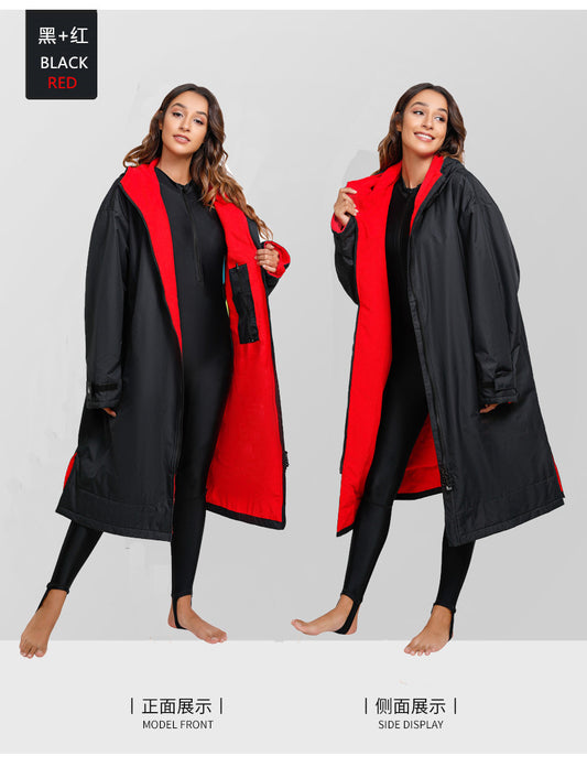 Unisex All-Season Camo Hood - Waterproof Dry Robe Windproof Swim Parka with Towel Lining Robe | SPFF889