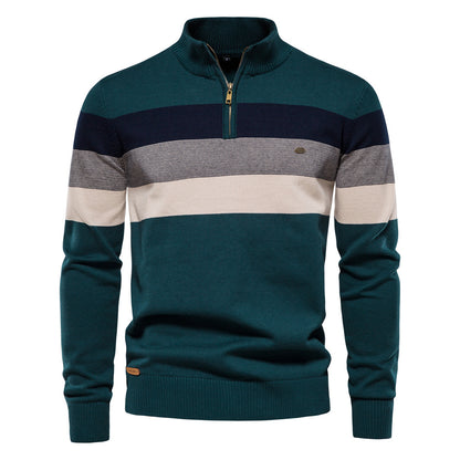 Men’s Half-Zip Mock Neck Knitted Sweater – Slim Fit Pullover for Autumn & Winter | Y245
