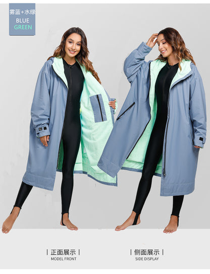 Unisex All-Season Camo Hood - Waterproof Dry Robe Windproof Swim Parka with Towel Lining Robe | SPFF889