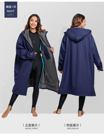 Unisex All-Season Camo Hood - Waterproof Dry Robe Windproof Swim Parka with Towel Lining Robe | SPFF889