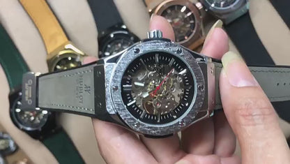 Montres pour hommes, montre mécanique creuse à bracelet en silicone | HBJX 