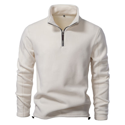 Men’s Fleece Pullover Sweatshirts | Autumn-Winter 2025 Europe Fashion | Half-Zip Stand Collar Tops | HD08