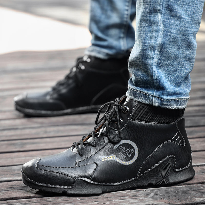 Mens Hand Stitched British Boots Ankle Leather Shoes-008