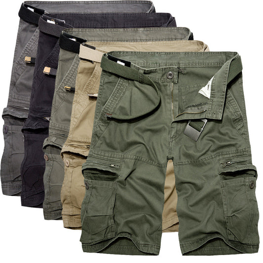 Men's Cotton Casual Multi Pocket Outdoor Cargo Shorts-038
