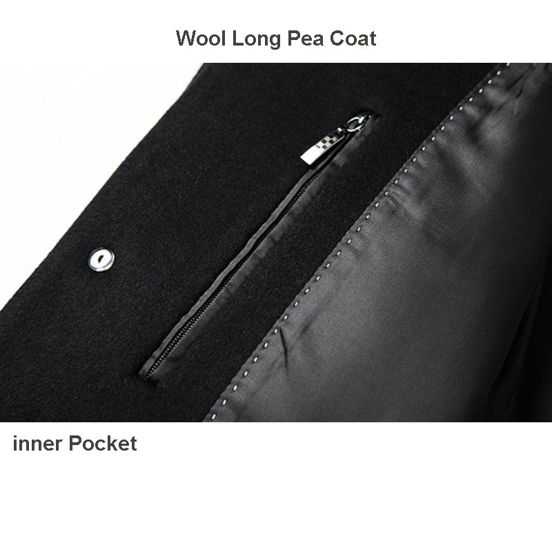 Men’s Premium Wool Overcoat Long Slim Fit Pea Trench Coat | xz5903