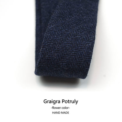 Wool Cashmere Neck Tie for Men Plaid Causal Formal Skinny Tweed Pattern | Y-112