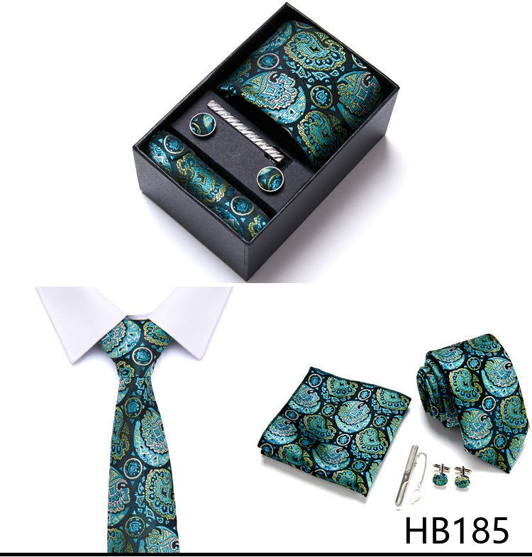 Designer Mens Tie Collection, Eleagnt Gift Box Tie Clips Handkerchief Cufflink Set |  166-201