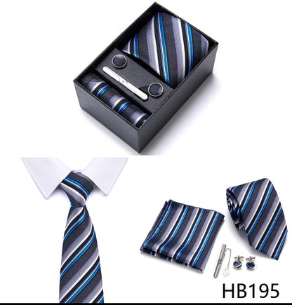 Designer Mens Tie Collection, Eleagnt Gift Box Tie Clips Handkerchief Cufflink Set |  166-201