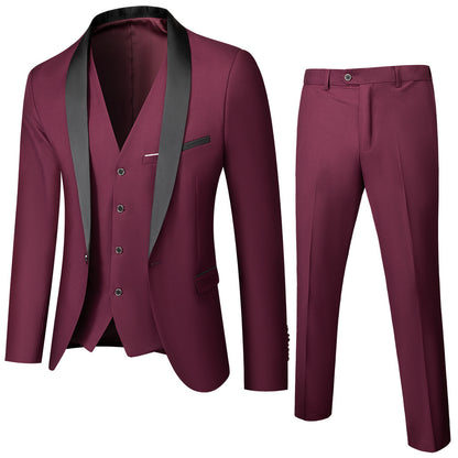 Mens 3-Pieces Suit Shawl Lapel One Button Tuxedo Smart Fit Set | 1988