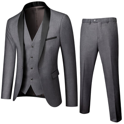 Mens 3-Pieces Suit Shawl Lapel One Button Tuxedo Smart Fit Set | 1988
