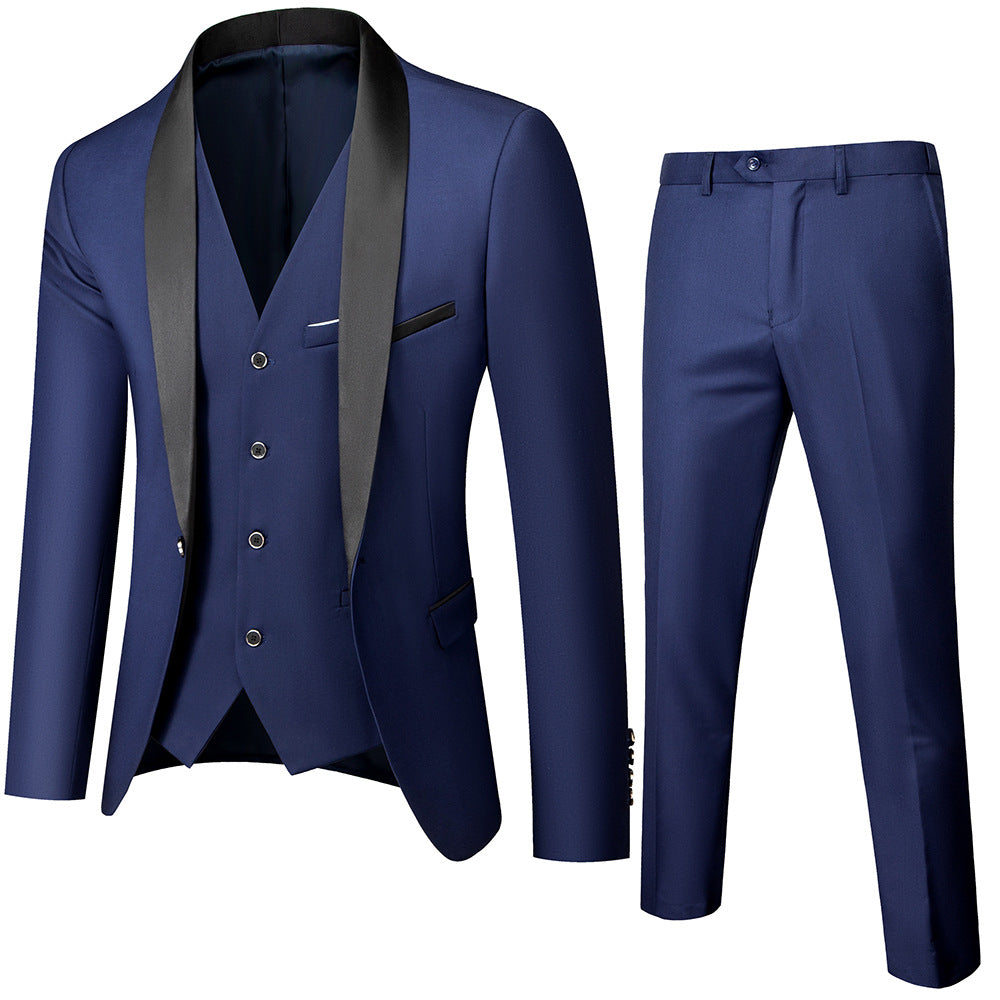 Mens 3-Pieces Suit Shawl Lapel One Button Tuxedo Smart Fit Set | 1988