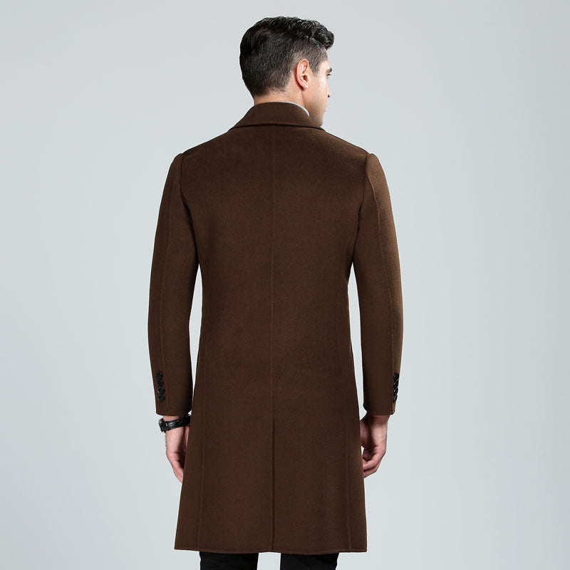Men's Premium Quality Australian Wool Blend Double Breasted Long Trench Coat | XZ338