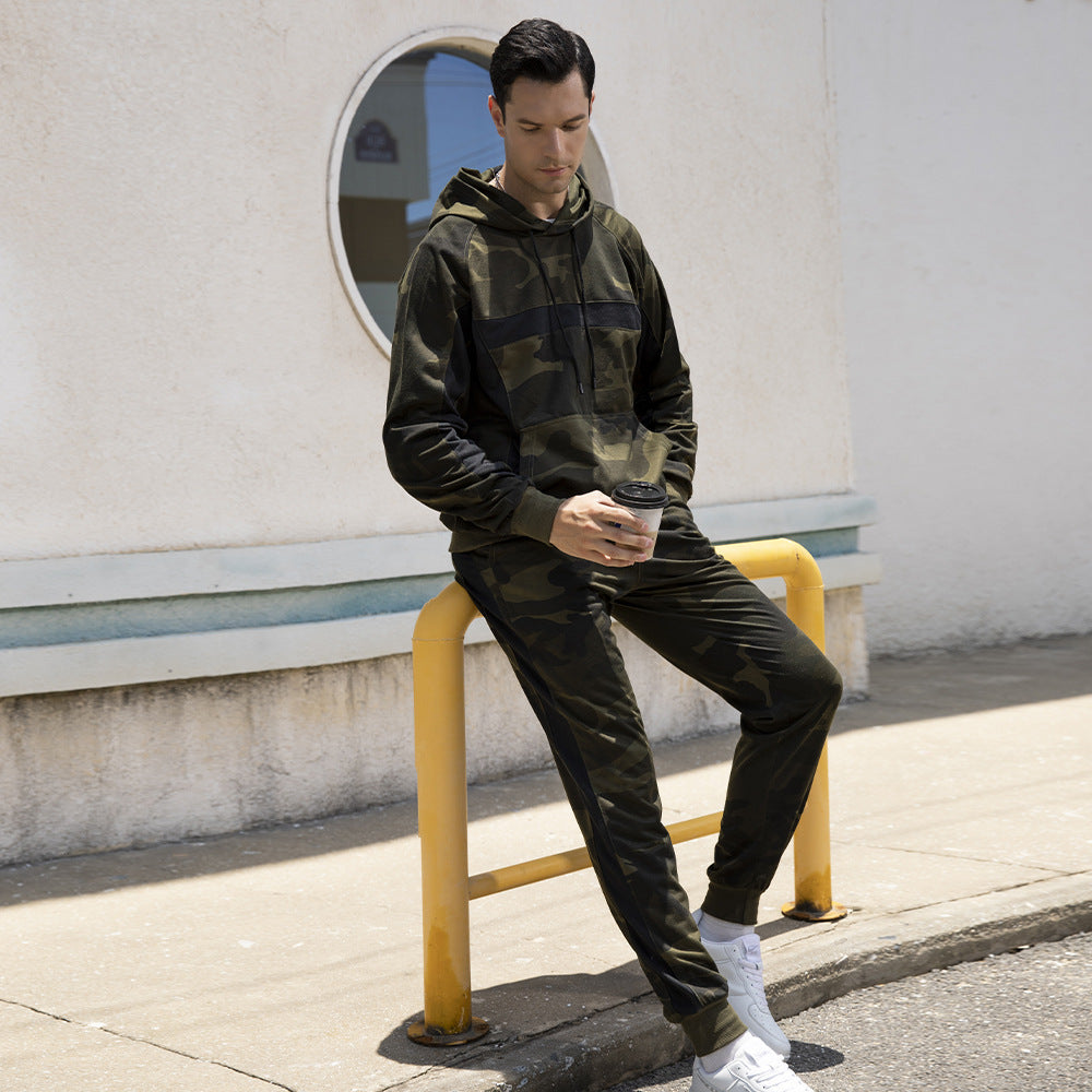 Men's Army Camouflage Jogging Tracksuit Hooded Plain Sweatsuits Spring Autumn | TZ105