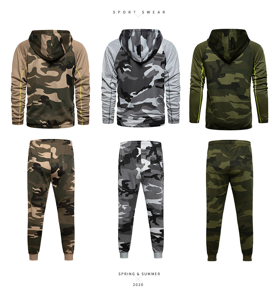 Men's Army Camouflage Hood & Trouser Set Smart Fit | TZ57
