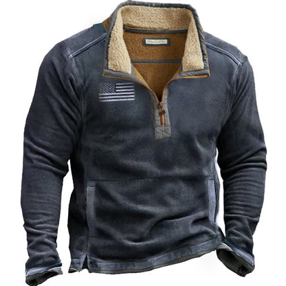 Men's Outdoor Fleece Zippered Half Collar Tactical Sweatshirt | R1H3