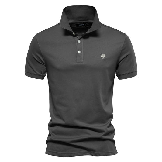 Men's Solid Color Casual Short Sleeve Polo Shirt | PL216