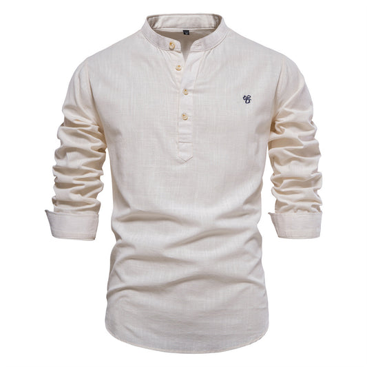 Men's Fashion Solid Color Stand Collar Short-sleeve Shirts | SH228