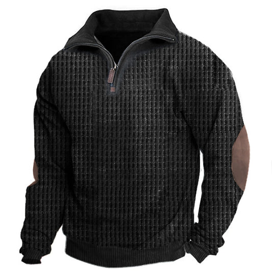 Men's Outdoor Waffle Fabric Henley Half Zip Tactical Sweatshirt | O333