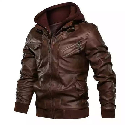 Veste à capuche en cuir synthétique de qualité supérieure pour homme | 9270