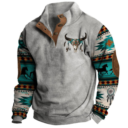 Men's Cowboy Stand Collar Sweatshirt | 51MA