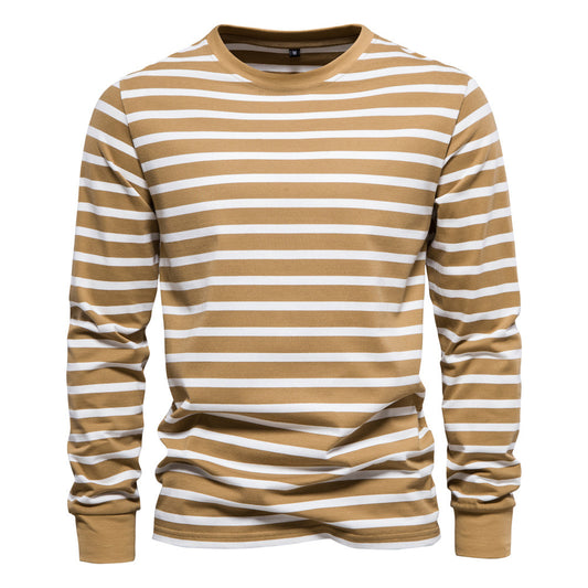 Men's Long Sleeve Slim Fit Casual Striped Sweatshirt | TS293