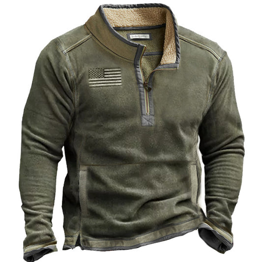 Men's Outdoor Fleece Zippered Half Collar Tactical Sweatshirt | R1H3