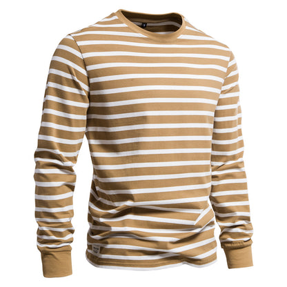 Men's Long Sleeve Slim Fit Casual Striped Sweatshirt | TS293