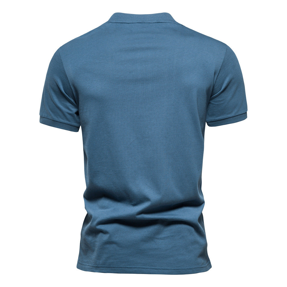 Men's Short-Sleeve T-shirt Quarter Zipper V-Neck Shirt | TS298