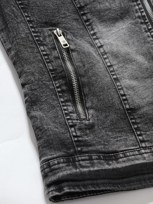 Men's Vintage Denim Jackets Slim Fit Solid Color | JK88