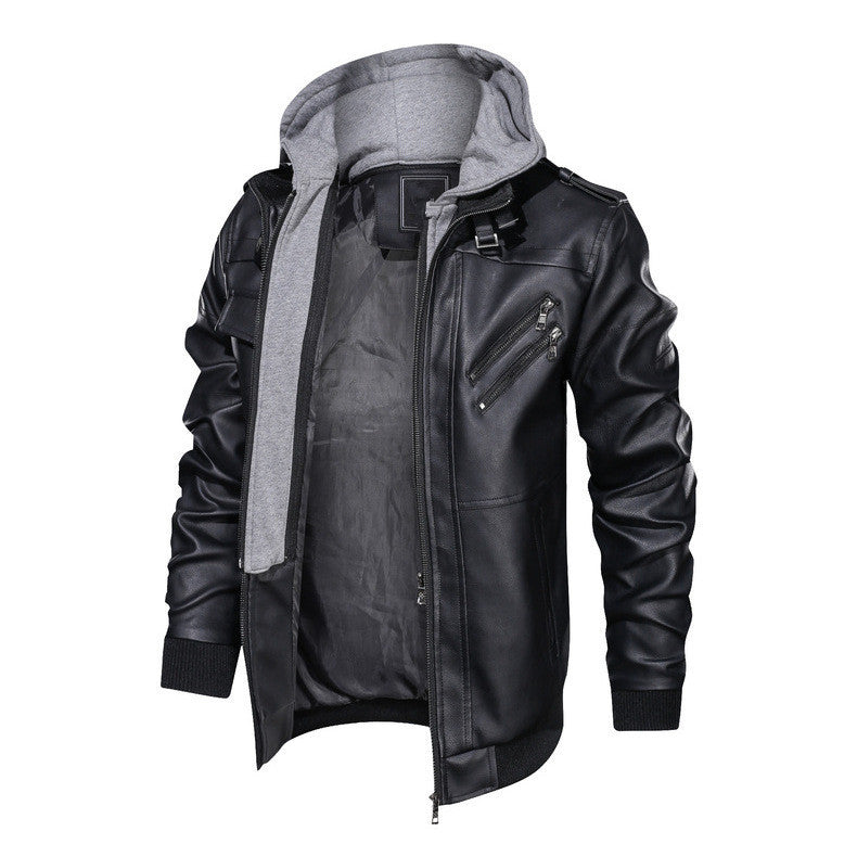 Veste à capuche en cuir synthétique de qualité supérieure pour homme | 9270