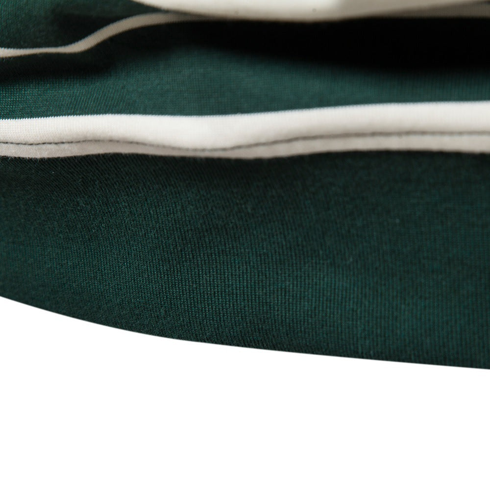 Men's Casual Golf Long Sleeve Half Zip Striped Polo Shirt | PL218