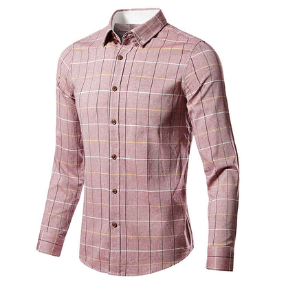 Men's Slim-Fit Long-Sleeve Plaid Twill Shirt