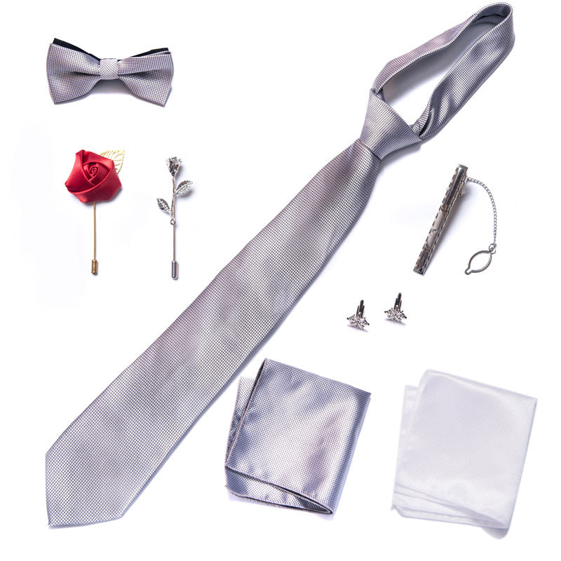 8pcs Tie Set in Gift BOX Necktie, Pocket Square, Lapel , Cuff Links | LB207