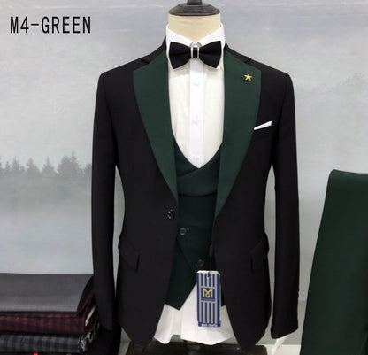 Men’s Dual Shade Premium Tuxedo Suit 3 Pieces Smart Fit Dress   - M4