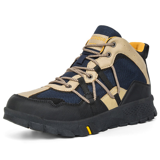 Men's Camping Outdoor Boots Walking Hiking Trail Navy Shoes | 762