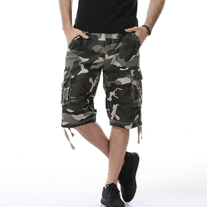 Mens Cotton Relaxed Fit Camouflage Camo Cargo Shorts-A083