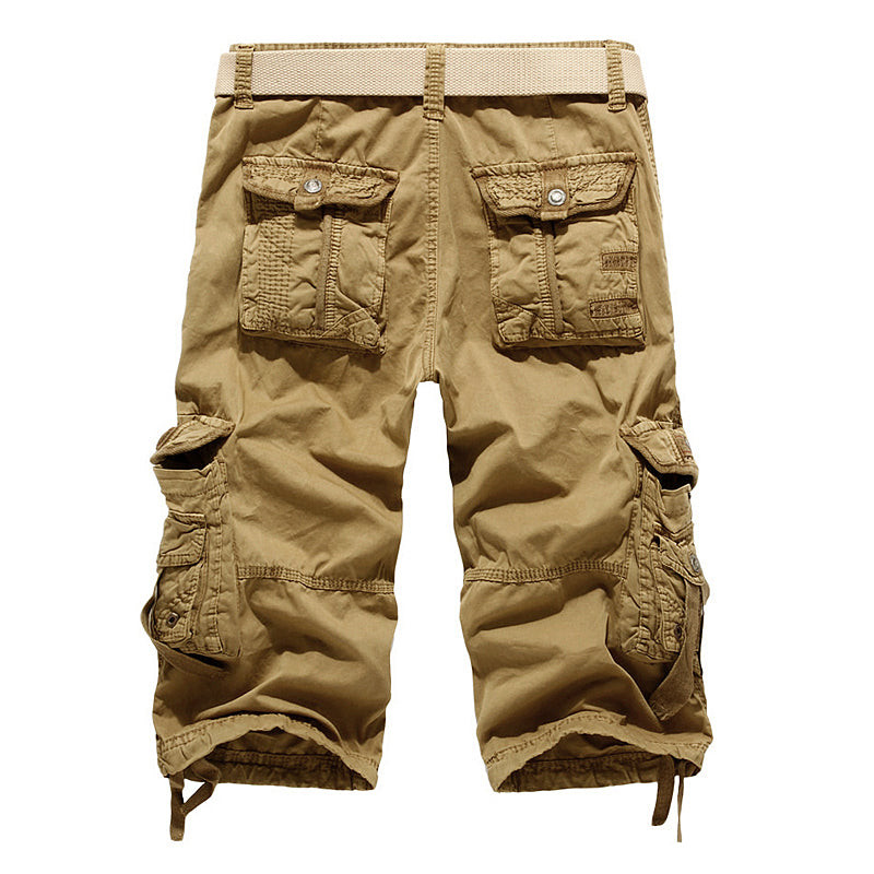 Men's Below Knee Cargo Shorts Multi Pockets 3/4 Capri Long Shorts-5820