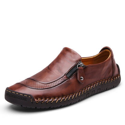 Mens Driving Casual Shoes Zipper Slip On Loafers -5709