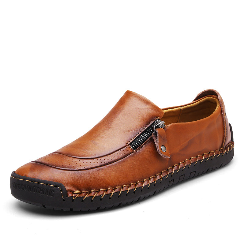 Mens Driving Casual Shoes Zipper Slip On Loafers -5709