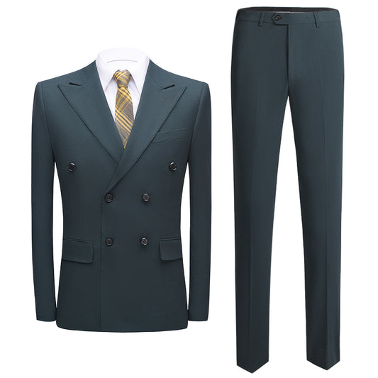 Dark Green Smart Fit Double Breasted 2 Piece Suit -617