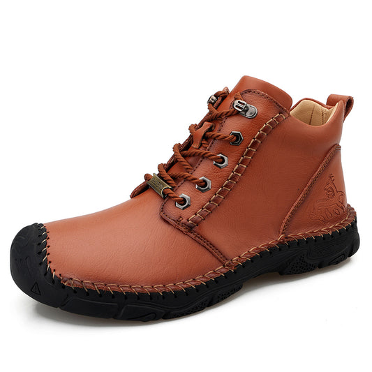 Vintage Hand Stitching Soft Leather Ankle Chukka Boots-823