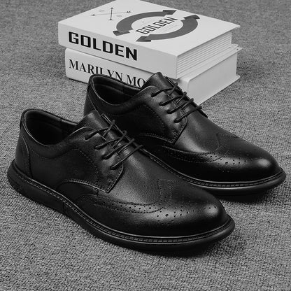 Black Genuine Leather Men's Casual Shoes Comfortable Crocodile Boots | 9009