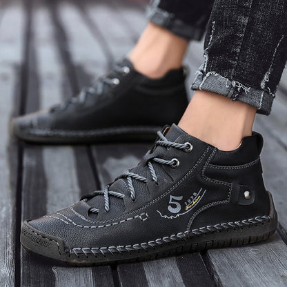 Men's Hand Stitched Lace up Walking Casual Ankle Boots | 9926