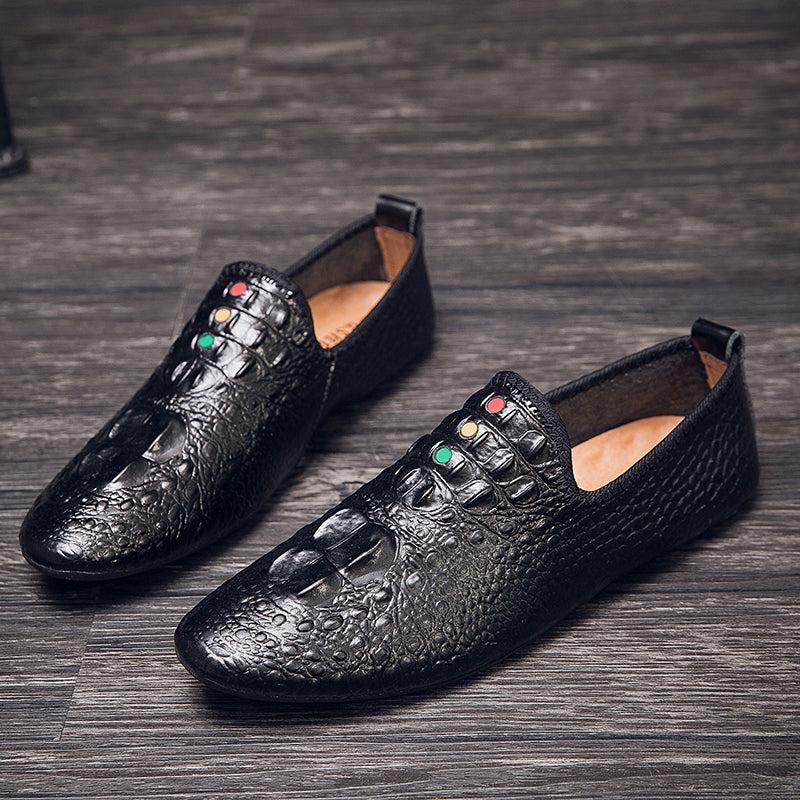 Men's Crocodile Pattern Moccasins Shoes Pointy Toe Loafers | 695