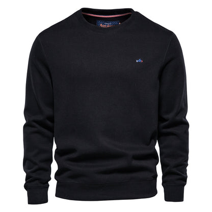 Solid Color Men's Sports Round Neck Pullover Sweatshirt Knitted-9C002