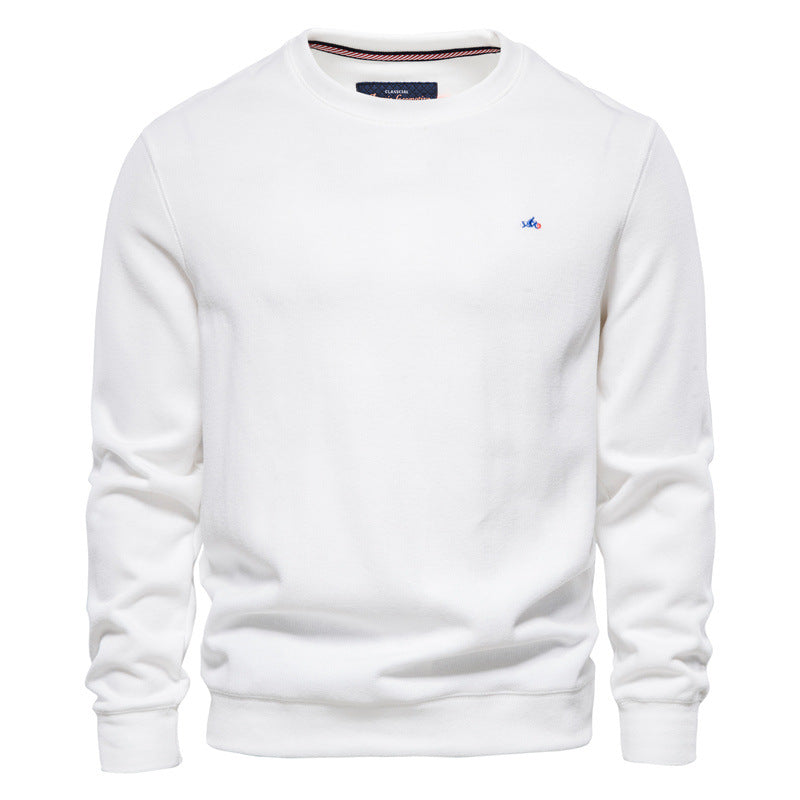 Solid Color Men's Sports Round Neck Pullover Sweatshirt Knitted-9C002