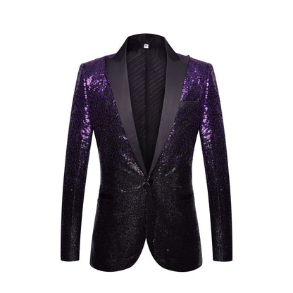 Men Fashion Gradual Change Color Sequins Suit Jacket| A102