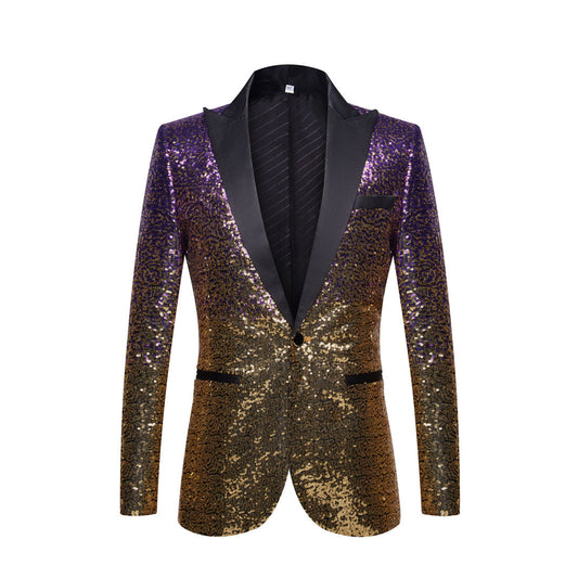Men Fashion Gradual Change Color Sequins Suit Jacket| A102