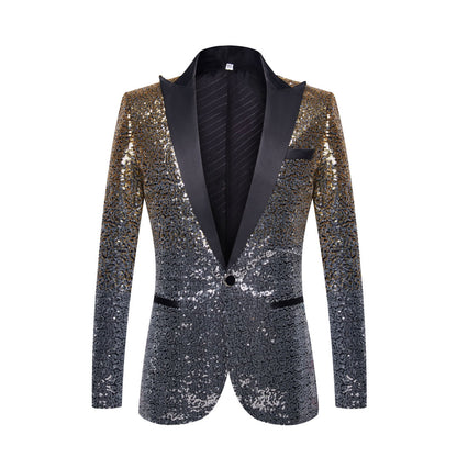 Men Fashion Gradual Change Color Sequins Suit Jacket| A102