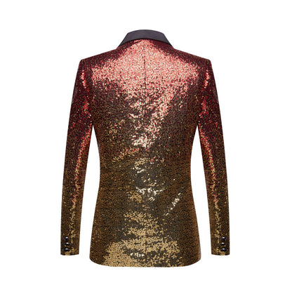 Men Fashion Gradual Change Color Sequins Suit Jacket| A102